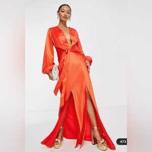 ASOS Orange Satin Dress